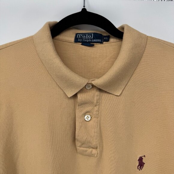 Polo Ralph Lauren Shirt Mens Tan Beige Size XL Short Sleeve - Picture 2 of 4